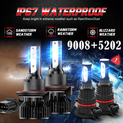 For Jeep Gladiator 2020 2021 2022 Combo LED Headlight+Fog Light Bulbs Kit