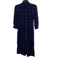 Bershka Purple Plaid Shirt Dress Small