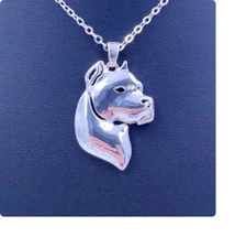 PITBULL PIT DOG PET ANIMAL HEAD LOVE Pendant On 18" 925 Sterling Silver Necklace