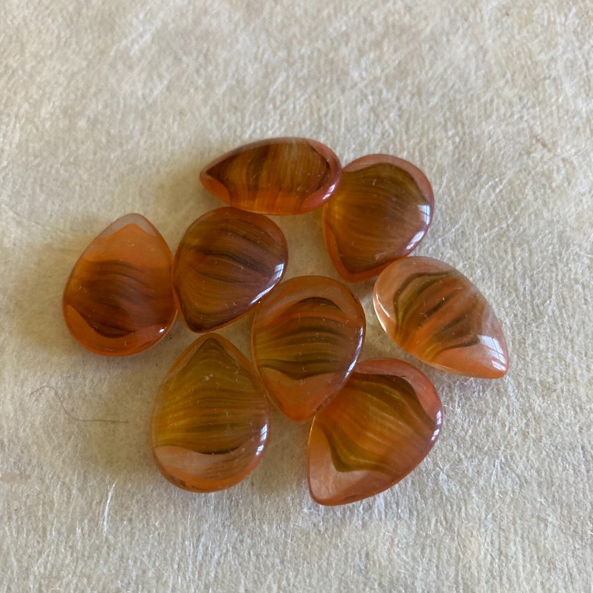 pomum】peach glass stone AM1184 Vintage glass stones 18x13mm