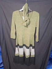 NY Collections Small Light Sweater Dresd Fit And Flare With Detashable Scarf NWT