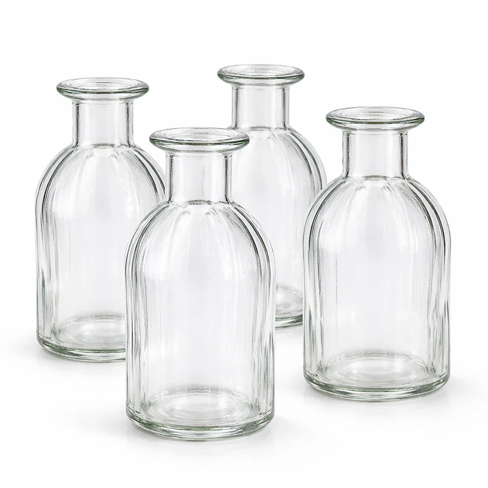 4 Glasflaschen Blumenvasen Dekoflaschen Set Minikaraffen Fläschchen Glaskaraffen - Bild 1 von 4