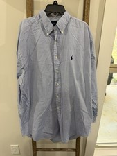 Ralph Lauren Men s Button Down Shirt Size 16.5 34/35 Blue Yarmouth