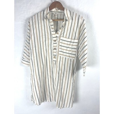 KOTON CREAM STRIPED COTTON TUNIC EU 40 Medium