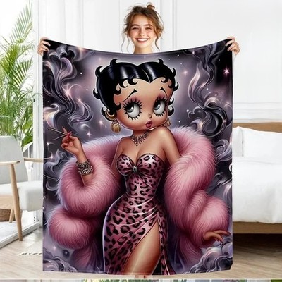 Classic 1930s Style Cute Retro Cartoon Lady Flannel Blanket Home Decor