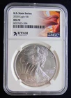 2020 1oz Silver Eagle 7K Metals US State Series - Utah NGC MS70