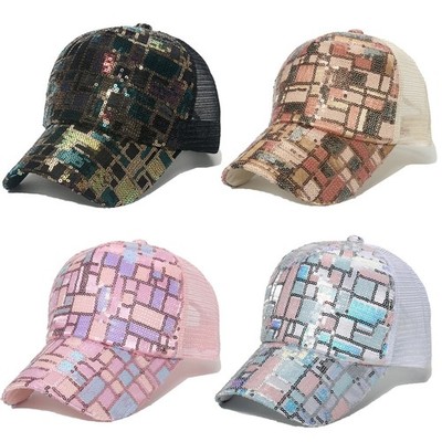 Women Baseball Caps Sequins for Sun Hat Teenagers Outdoor Adjustable Visor Hats