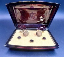 Vintage Hickok Gold-Tone  Abalone Cufflinks  Matching Tuxedo Studs in OG Case
