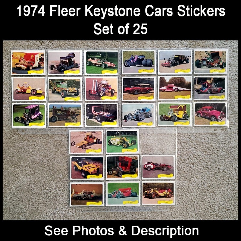 1974 Fleer Keystone Cars Stickers - Set of 26