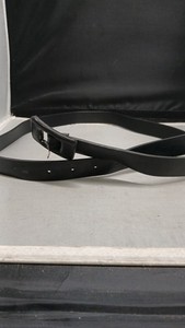 Belt Womens Sz 14 Black Faux Leather Square Buckle Classic Minimalist Accessory