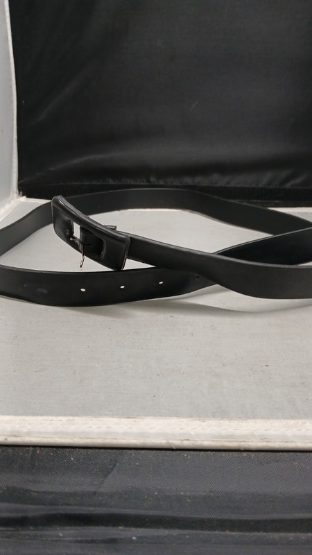 Belt Womens Sz 14 Black Faux Leather Square Buckle Classic Minimalist Accessory