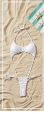 Micro White Bikini Monokini One Piece White Swimsuit Lingerie One Size 6-14