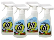 FIT Organic Fruit and Vegetable Wash Spray Bottle White, Clear, 12 Fl Oz 4 Pack
