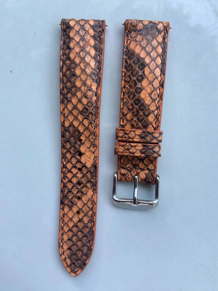 26mm 24 23 22 21 20 19 18 17 16  14 orange brown Snake Leather Watch Strap Band - Image 2 of 4