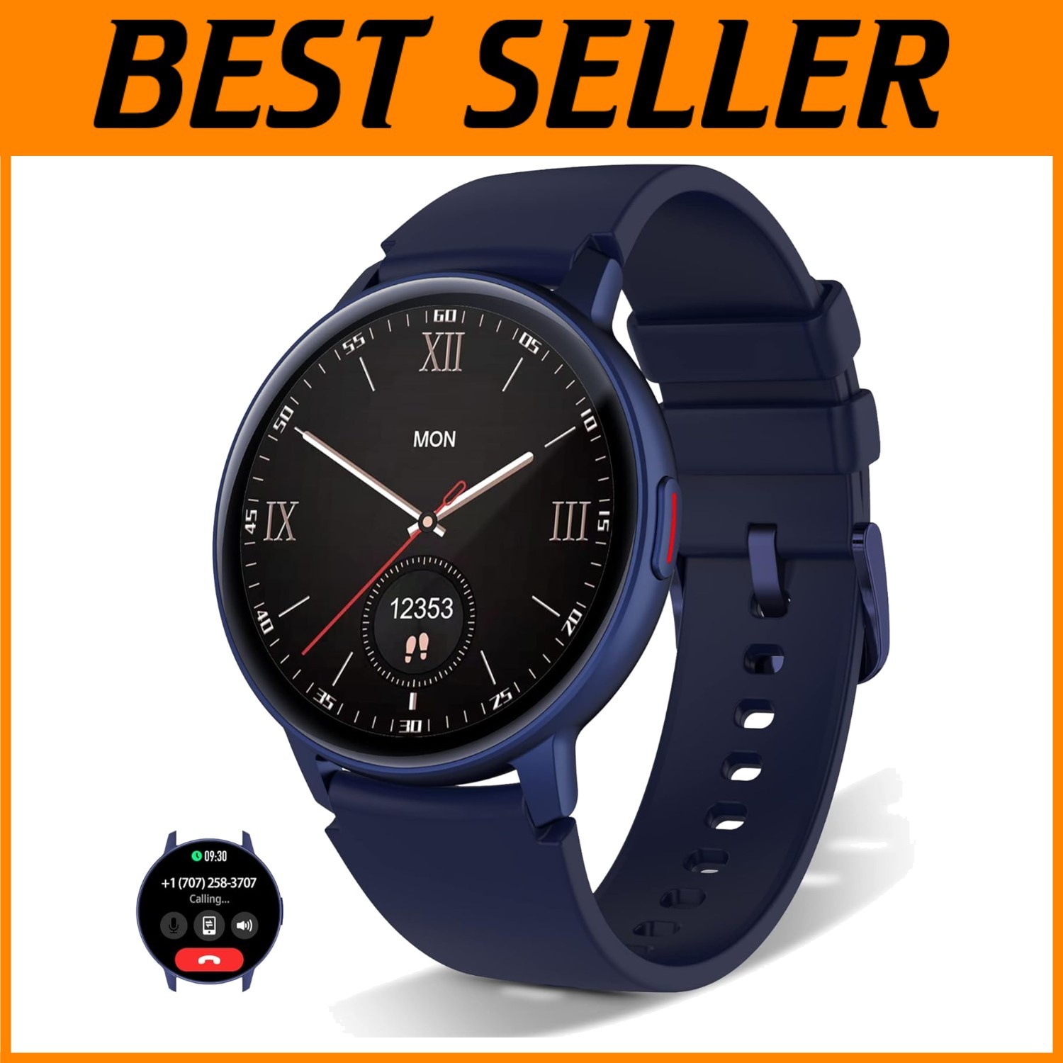 IP68 Waterproof Smartwatch with Activity Tracker & Bluetooth Phone Compatibility
