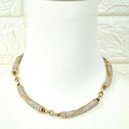Collana ChristianDior Cristallo Strass Oro Elegante Vintage Rara