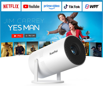 【Bone White Projector & Built-In Apps】 Mini Projector with Wi-Fi and Bluetooth,