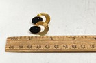14K Yellow Gold Black Oval Cabochon Geometric Modernist Drop Earrings 3.0g — photo 6