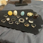 17 Piece Vintage Ring Rings Lot Collection Costume Jewelry Silvertone Goldtone