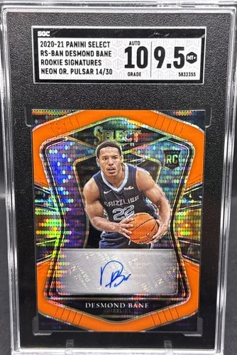 Desmond Bane 2020-21 Select Rookie Signatures Orange Pulsar SP 14/30 SGC 9.5 BW3