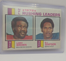 1972 Topps Larry Brown O.J. Simpson NFL Rushing Leaders #1 Redskins Bills