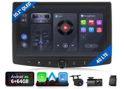 6+64 Android 13 10.1'' QLED Double 2 Din Car Stereo CarPlay Radio GPS WiFi 4G LTE