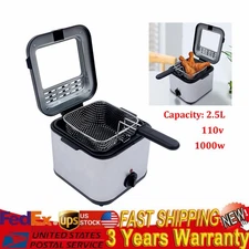 Electric Deep Fryer With Basket Small Fryer Stainless Steel Fish Fryer 1KW 2.5L!