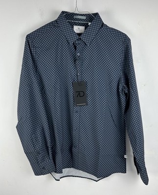 NWT 7 DIAMONDS MAXSON LONG SLEEVE SHIRT NAVY SZ MEDIUM 4 WAY STRETCH NEW BLUE
