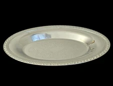 VINTAGE SHELTON WARE NYC OVAL EMBOSSED CHROME SERVING TRAY PLATTER 11 1/2"L