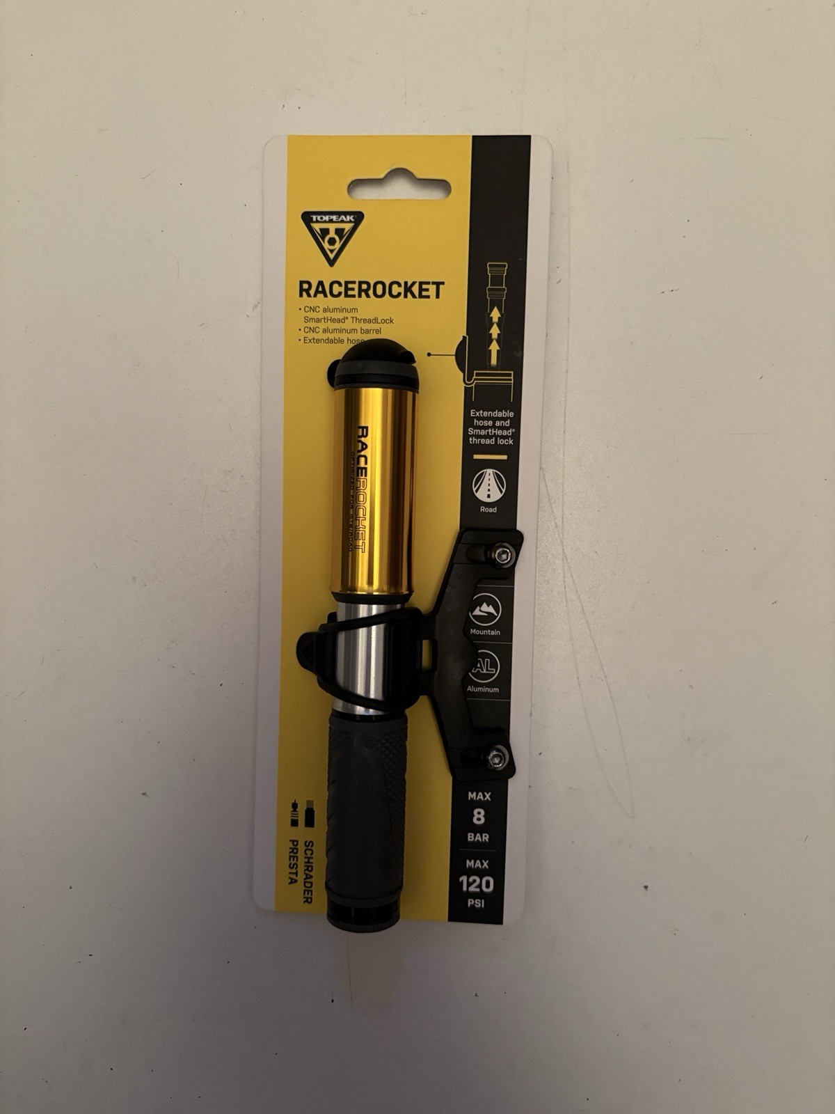Topeak Race Rocket Mini in Gold 120psi pump