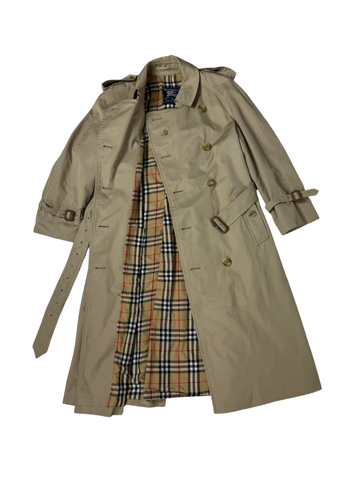 Burberry Тренч знаковый бежевый двубортный винтажный Nova чек женщин 12 - Изображение 3 из 4