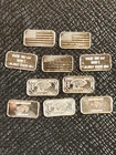 Lot of 10 One - 1 gram Ea. .999 Pure Silver Bars Rounds - Mix Of Designs #0999