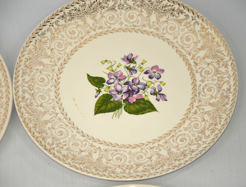 Cunningham & Pickett Spring Violet dinner plates lot /bread Gold Trim 10.25 6.25 - Picture 3 of 9