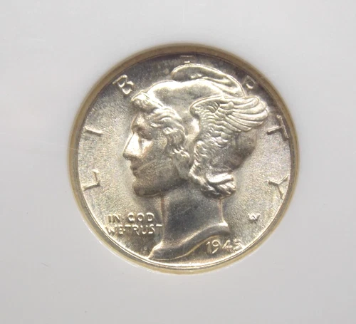 1945 "D" Mercury SILVER Dime 10c NGC MS66 FB #004 *FULL BANDS* Gem BU ECC&C Inc