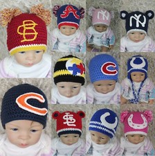 Wholesale Lot 10 Handmade Knit Crochet Hat Newborn Baby Child Football Hat Cap