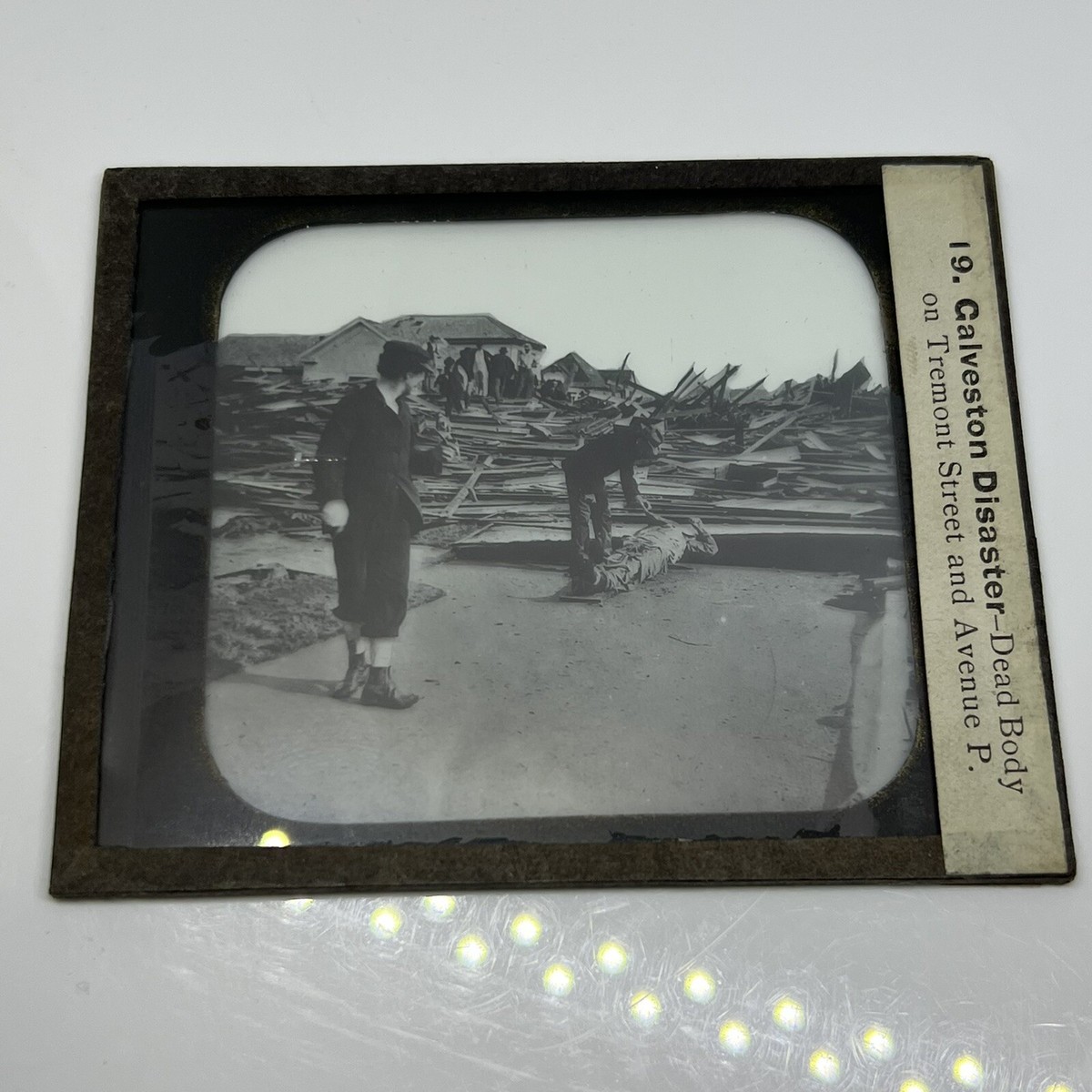 Antique Glass Magic Lantern Slide Photo Galveston TX 1900