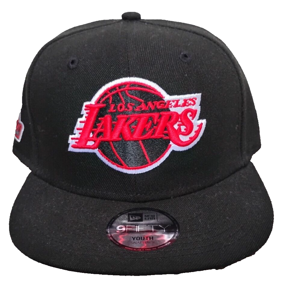 LA Lakers Youth Hat Black Red New Era 9Fifty Snapback Cap