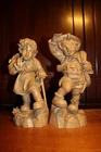 12" HAND CARVED WOOD GERMAN BAVARIAN BOY GIRL FIGURE STATUE SCULPTURE CARVING