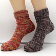 2 Pairs Soft Alpaca Socks Foldover 65 Wool 35 Alpaca Wool Colorful Melange Fb1