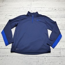 Nike Therma Fit Sweatshirt Mens Large Blue Fleece 1/4 Zip Mock Neck Athletic