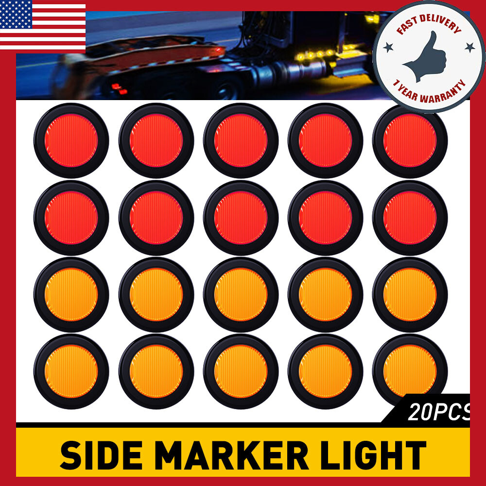 20x Amber Red LED Bullet Lights for Truck Trailer Marker Pickup Side Round