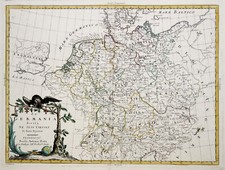 Germania Originale Incisione Cartina Geografica Zatta 1776
