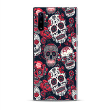 Skins Decal Wrap for Samsung Note 10 Plus Sugar Skulls Red Black Dia de los