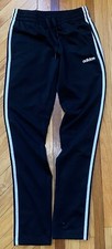 Adidas Track Pants Women  sXS Navy Blue 3-Stripes Drawstring Tapered Leg Training