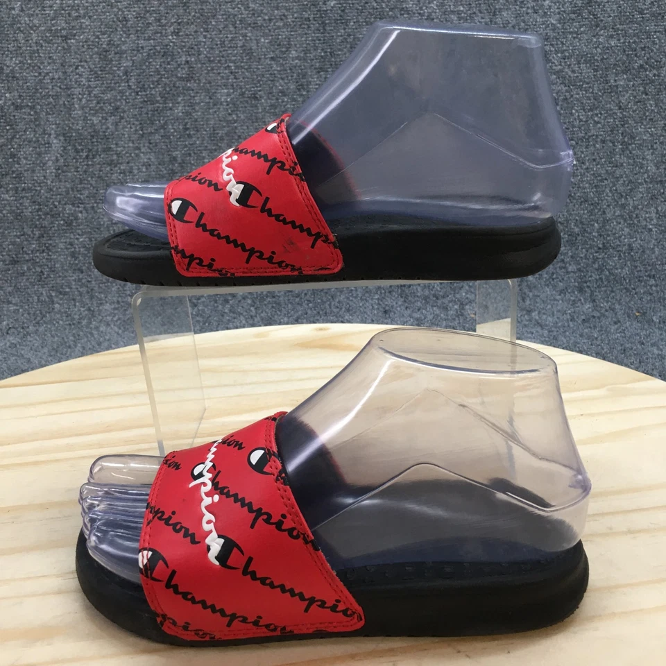 Sandalias Champion Youth 1 Super Slide Repetición Script Negro Rojo Sin Cordones CP101281Y Foto 2 de 4