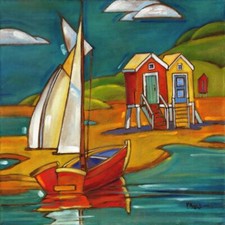 Ceramic Backsplash Tile Mural Nautical Sailing Ship Sailboat - Portofino Cabanas