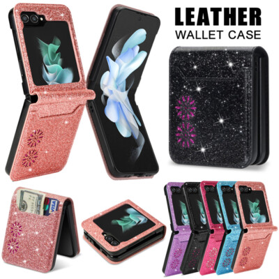 For Samsung Galaxy Z Flip 7/6/5/4/3 5G Case Fashion Glitter Leather Wallet Cover