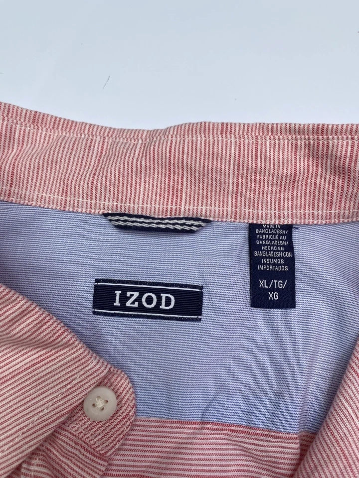 Новый IZOD розовый красный в полоску мужской размер XL коротким рукавом рубашка на пуговицах - Изображение 3 из 4