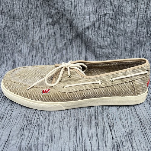 Cruzerz Wisconsin Badgers men's casual slip on dock sider boat shoes US Size 12 - Picture 3 of 9