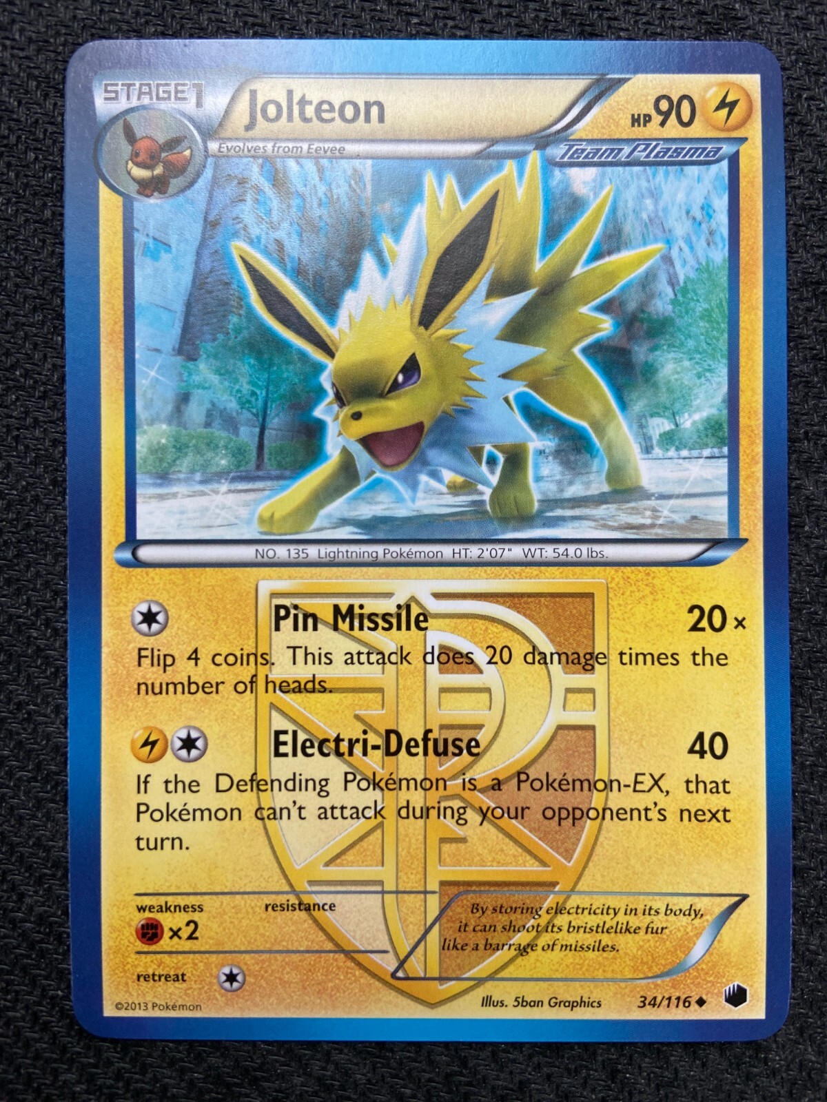 Pokemon 2013 Black & White Plasma Freeze Jolteon 34/116 - Uncommon MINT